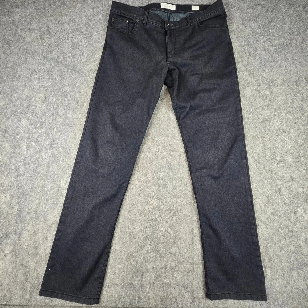 Brax Cooper Fancy Mens 40x34 Dark Blue Regular Fit Micro Texture Trousers 40/34